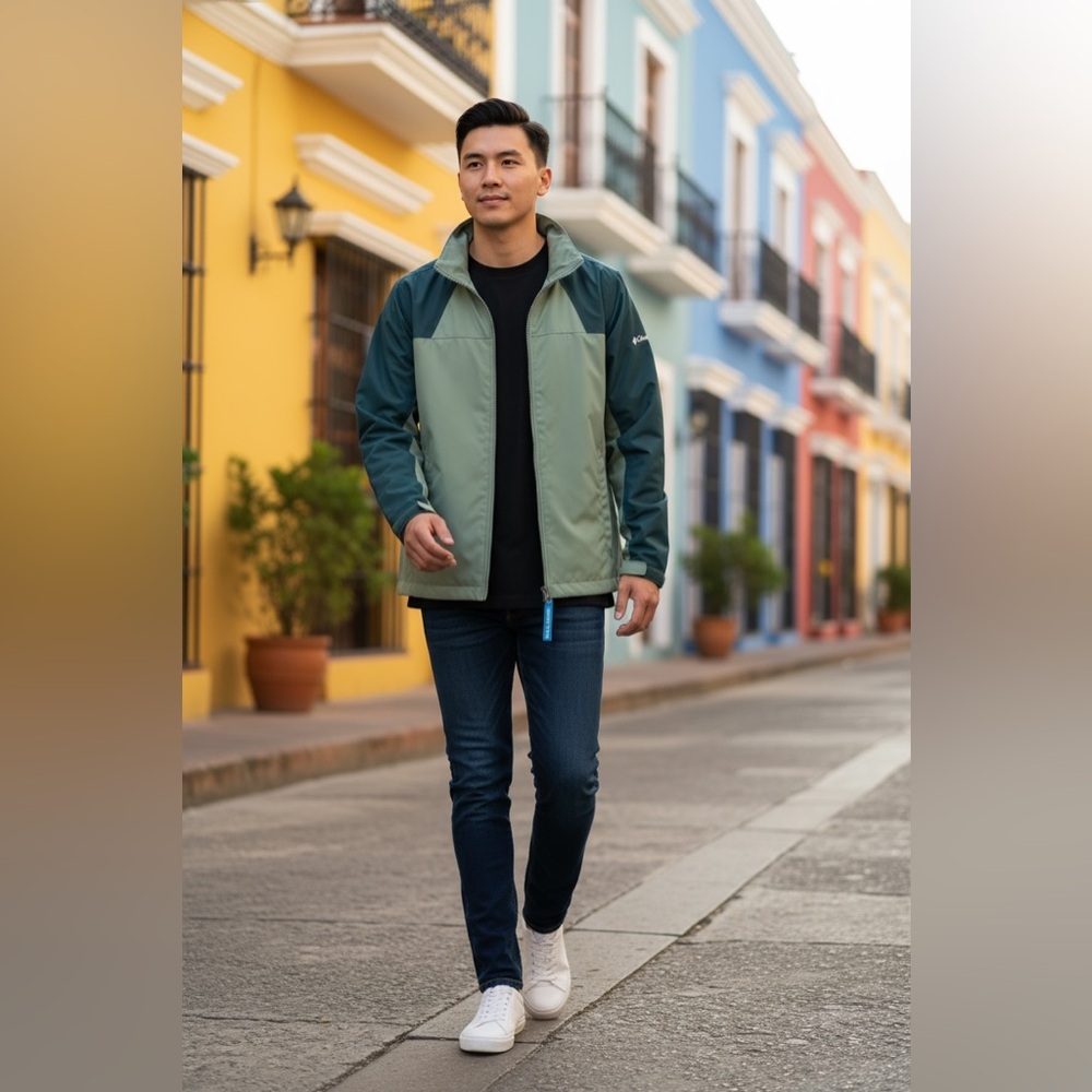 Columbia unisex TwoTone Green Windbreaker
Length 28.2cm.shoulder40cm waist52 cm